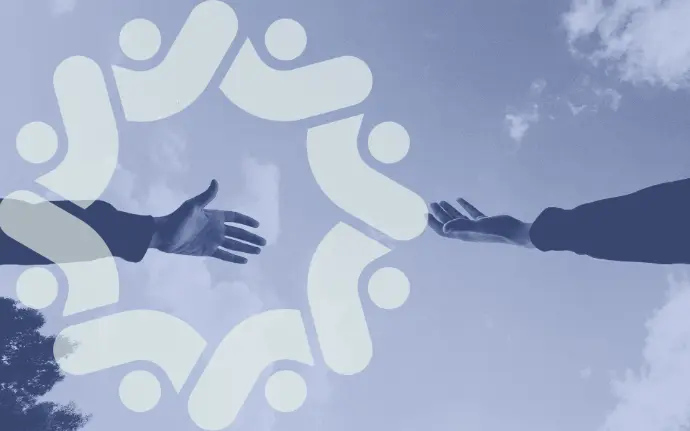 Two arms reaching out from opposite sides, like one person is trying to help another.