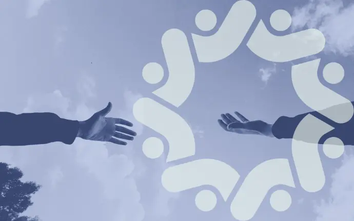 Two arms reaching out from opposite sides, like one person is trying to help another.